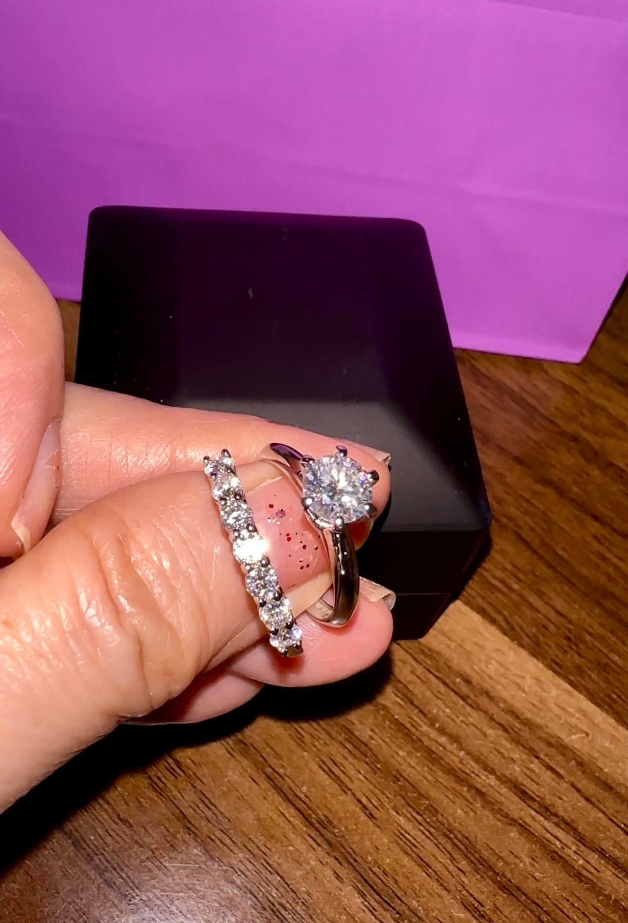 2 Rings Solitaire and Half Band