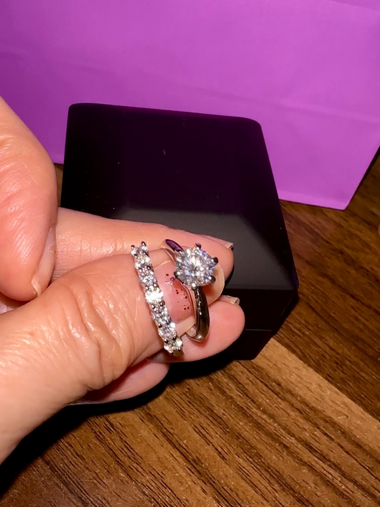 2 Rings Solitaire and Half Band