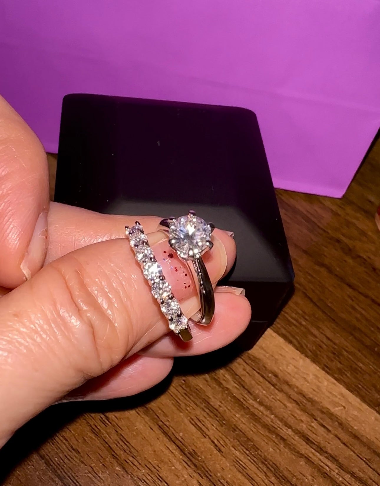 2 Rings Solitaire and Half Band