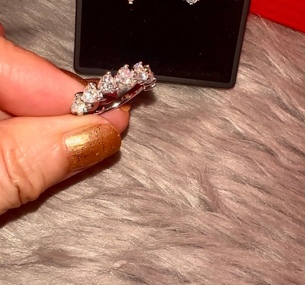 Half Band Heart Ring Moissanite Diamond