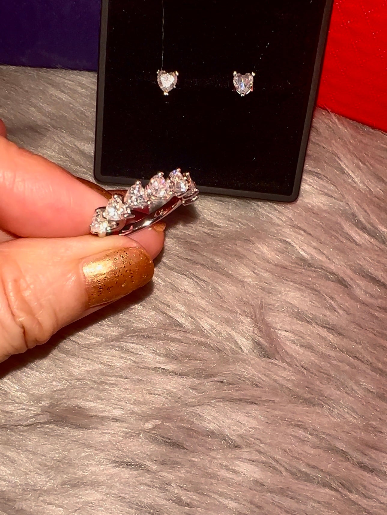 Half Band Heart Ring Moissanite Diamond