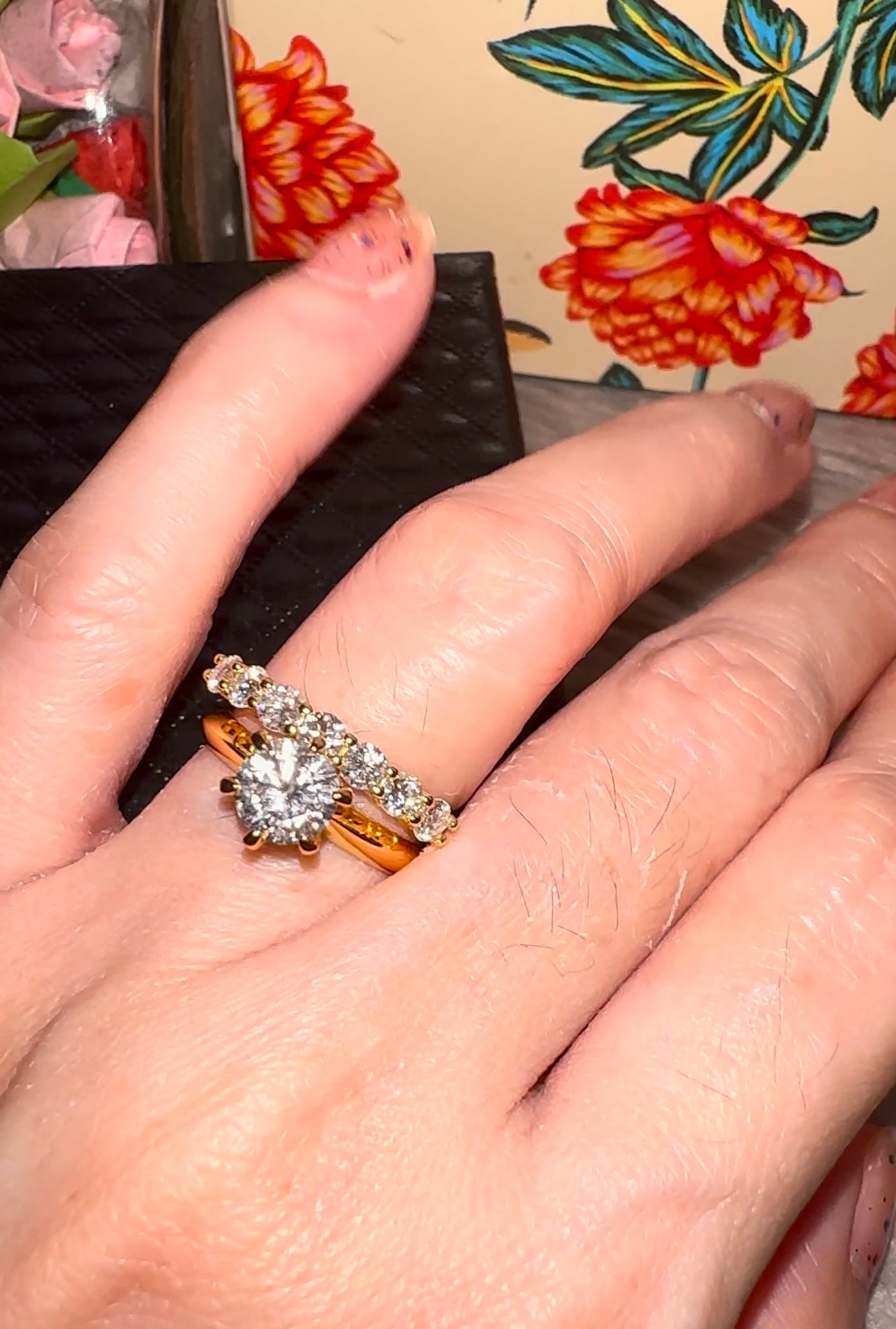 2 Rings Solitaire and Half Band