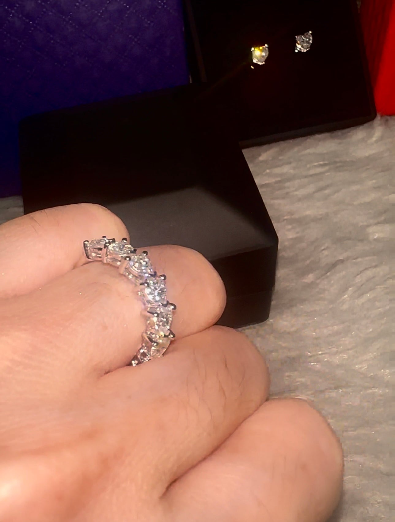 Half Band Heart Ring Moissanite Diamond