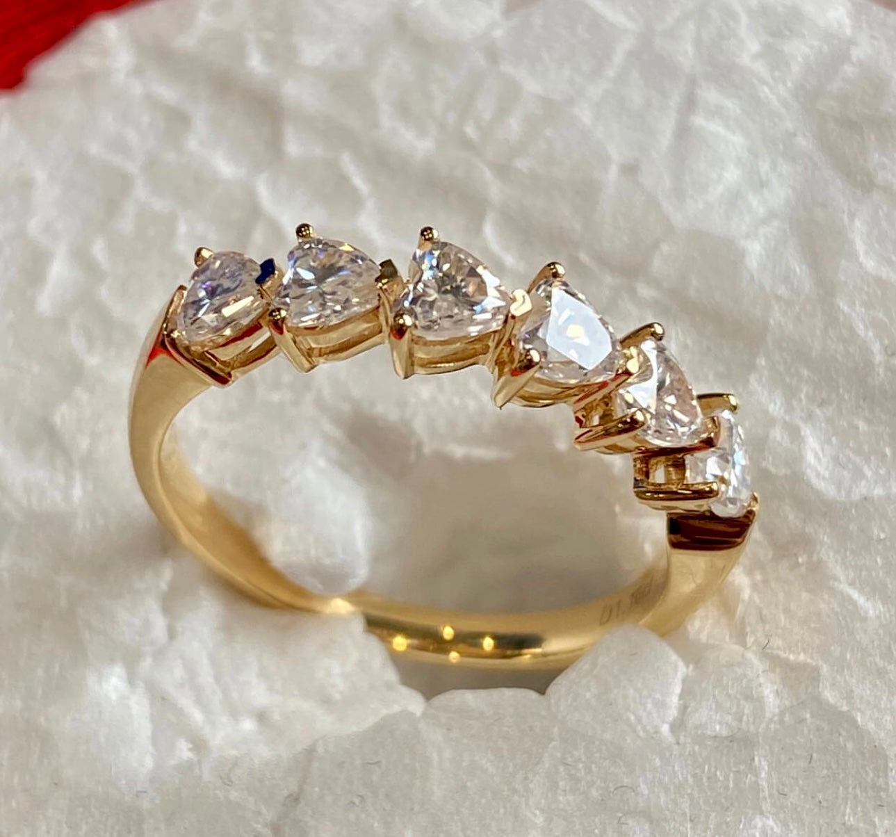 Half Band Heart Ring Moissanite Diamond