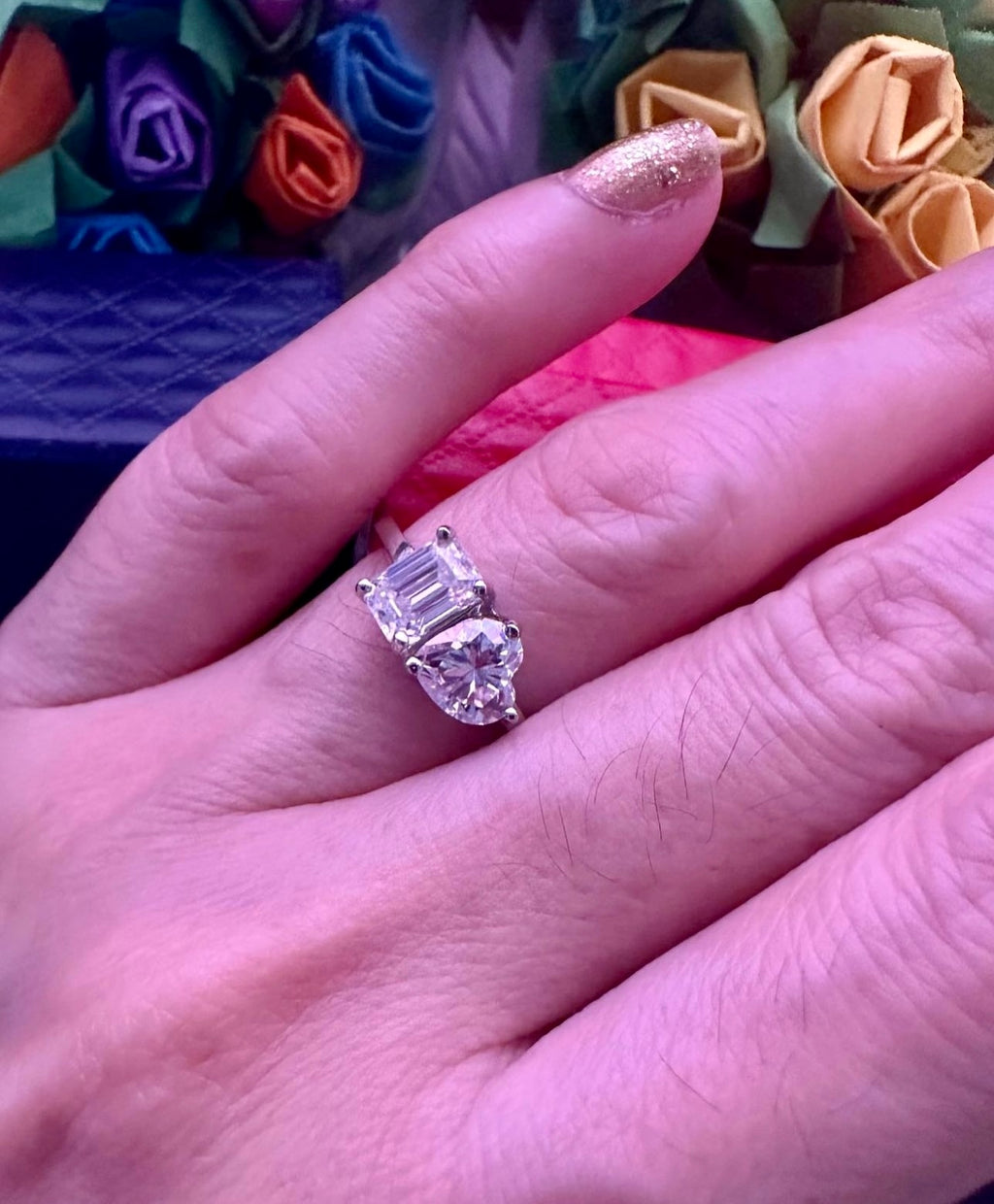 " Crystal Amia" Heart Engagement Ring