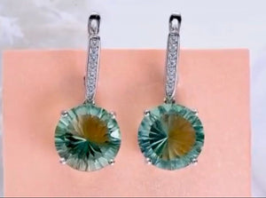 14ct Natural Green Flourite Gemstones Earrings