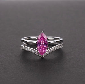 1.7ct 5 x 10mm Marquise cut Moissanite Diamond Engagement Ring FREE V cut  Ring