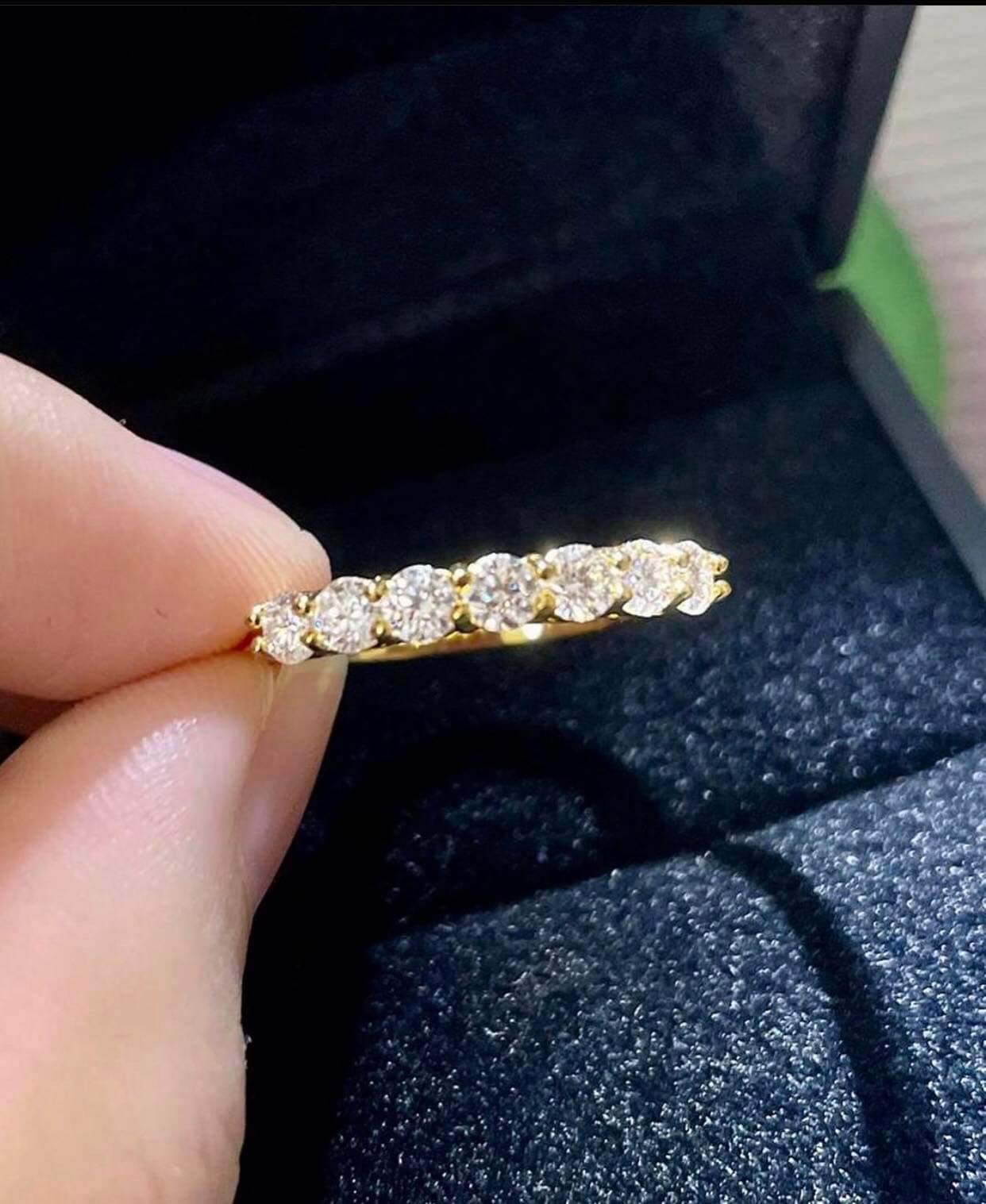 Half Eternity II Natural Moissanite Diamond Ring