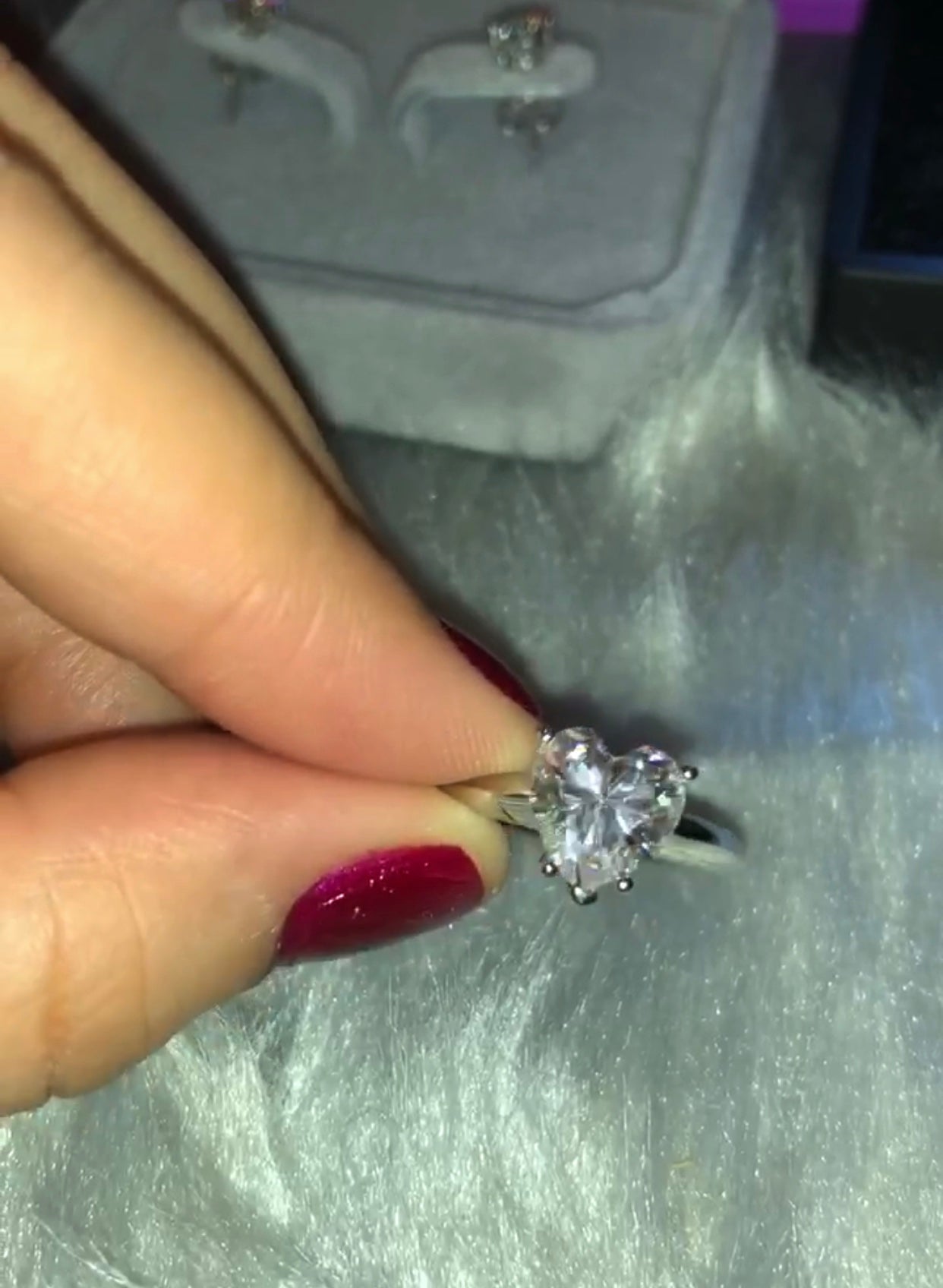 " Crystal Amia" Heart Engagement Ring