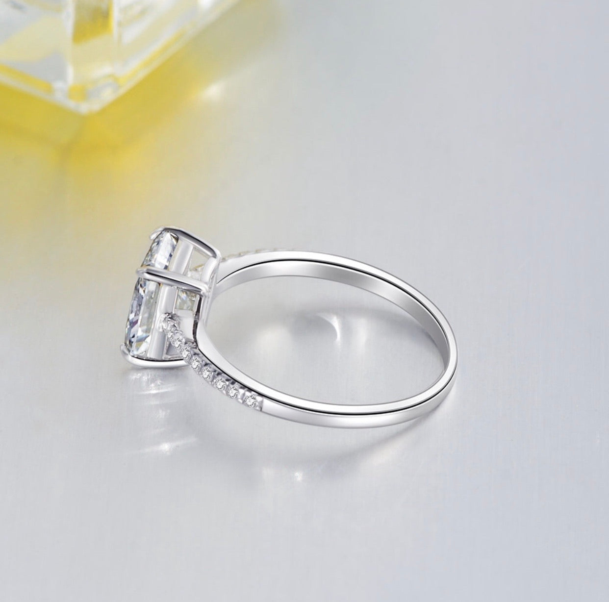 8ct. 8x11mm Radiant/Emerald cut Moissanite Lab Grown Diamond Stone Engagement Ring