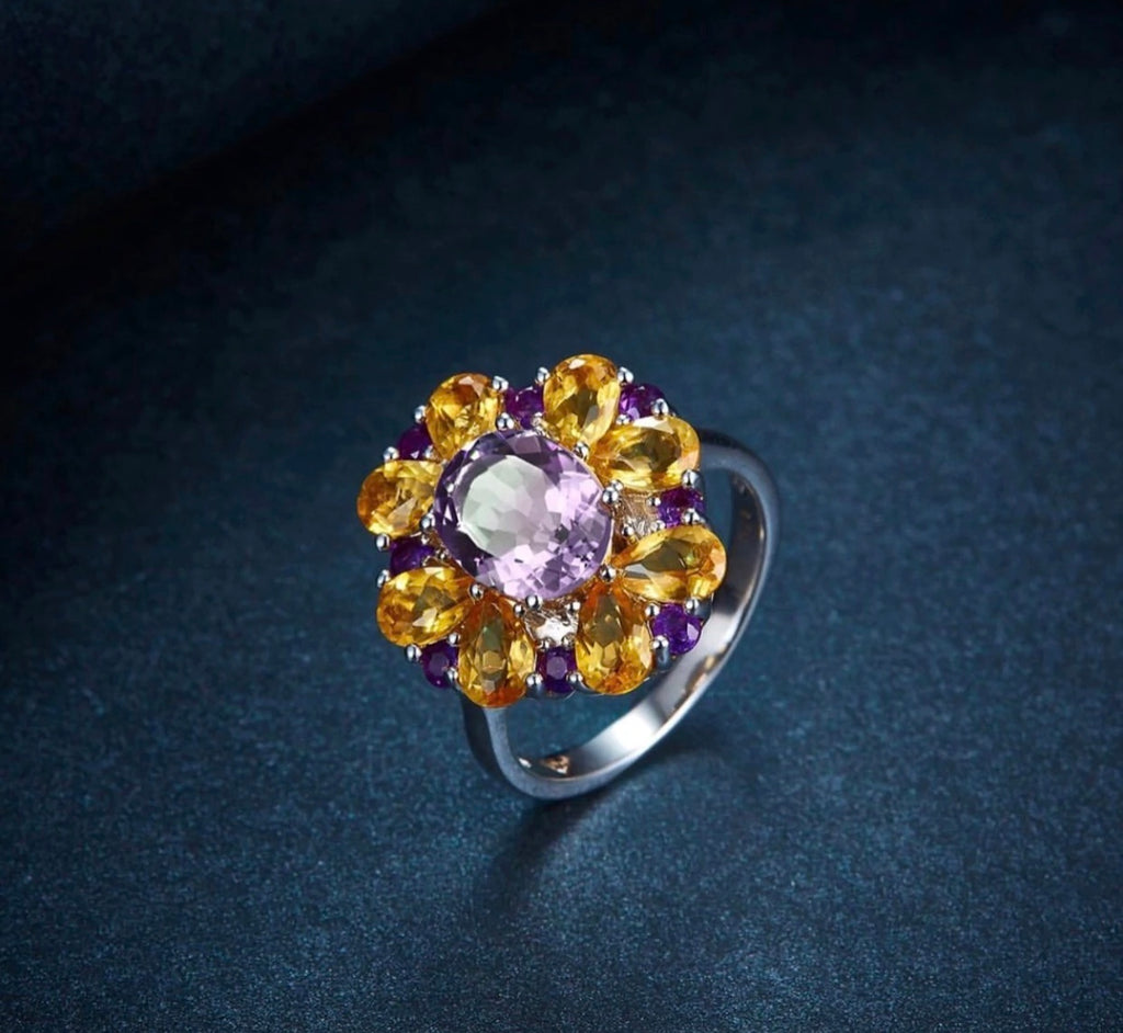 5.72ct Natural Multicolored Gemstones Ring