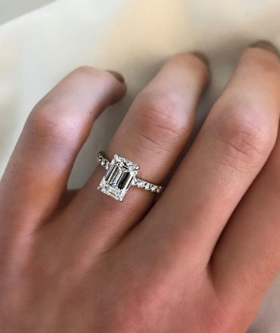 "Zahara" Oval/Emerald Cut Engagement Ring