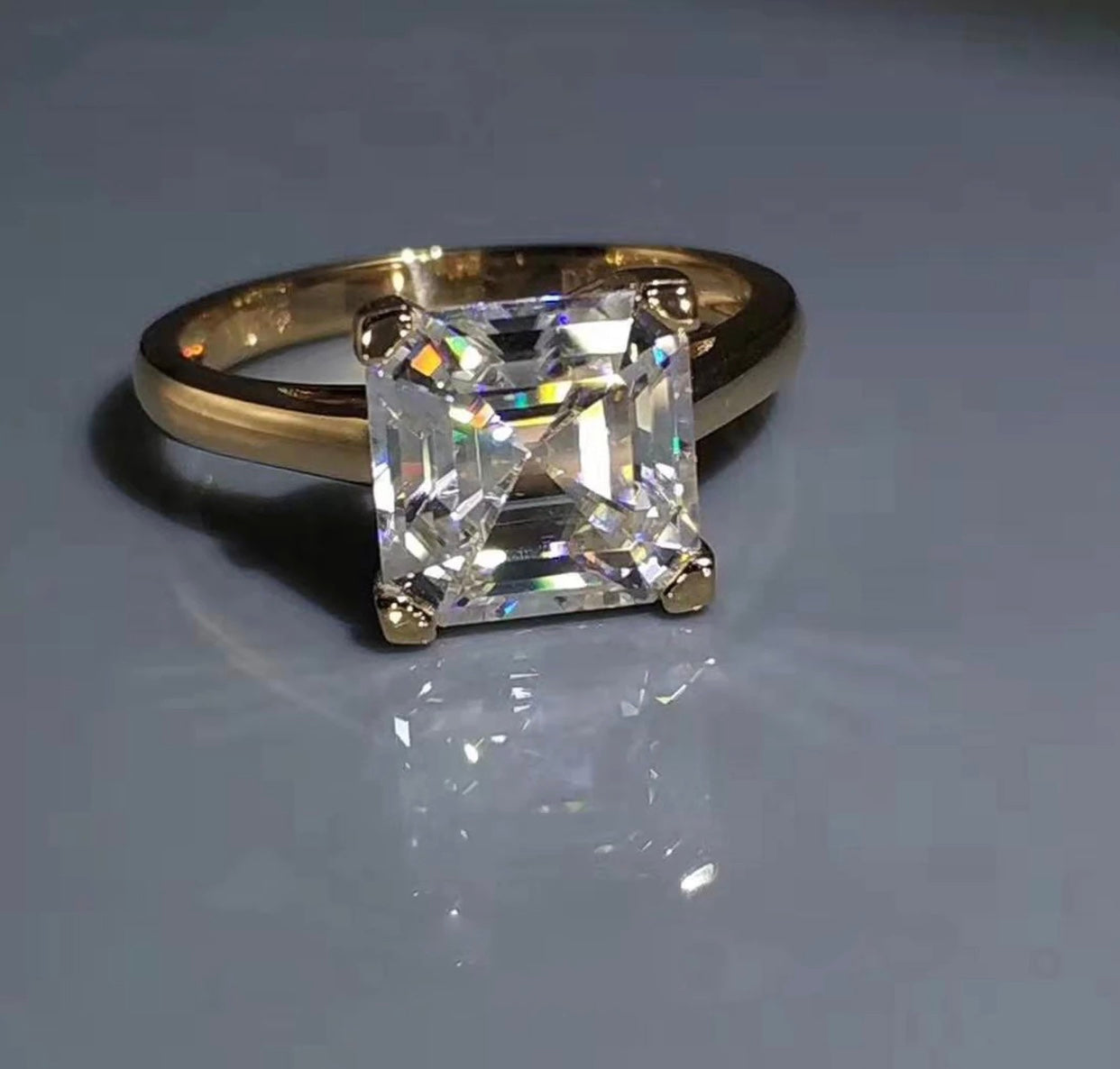 Asscher cut Moissanite Diamond Ring