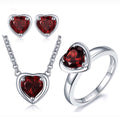 Set Necklace/Ring & Earrings Natural Red Garnet