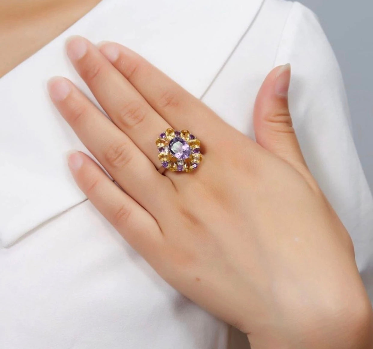 5.72ct Natural Multicolored Gemstones Ring