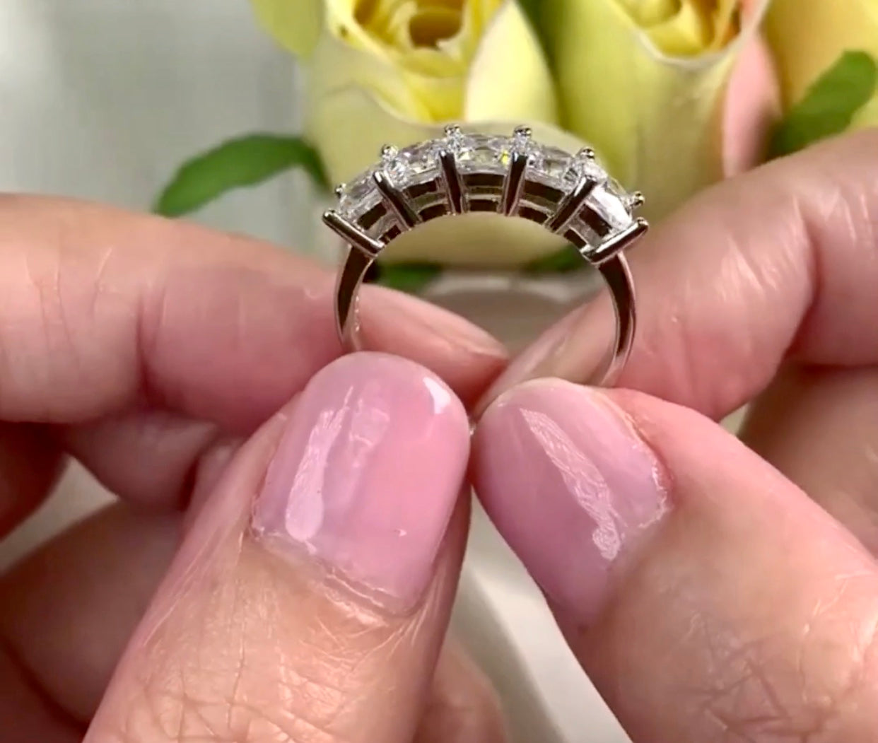 Princess Cut Half Band Ring FREE 1ct Earrings Set