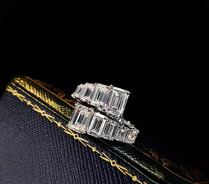 Emerald cut moissanite lab grown adjustable ring