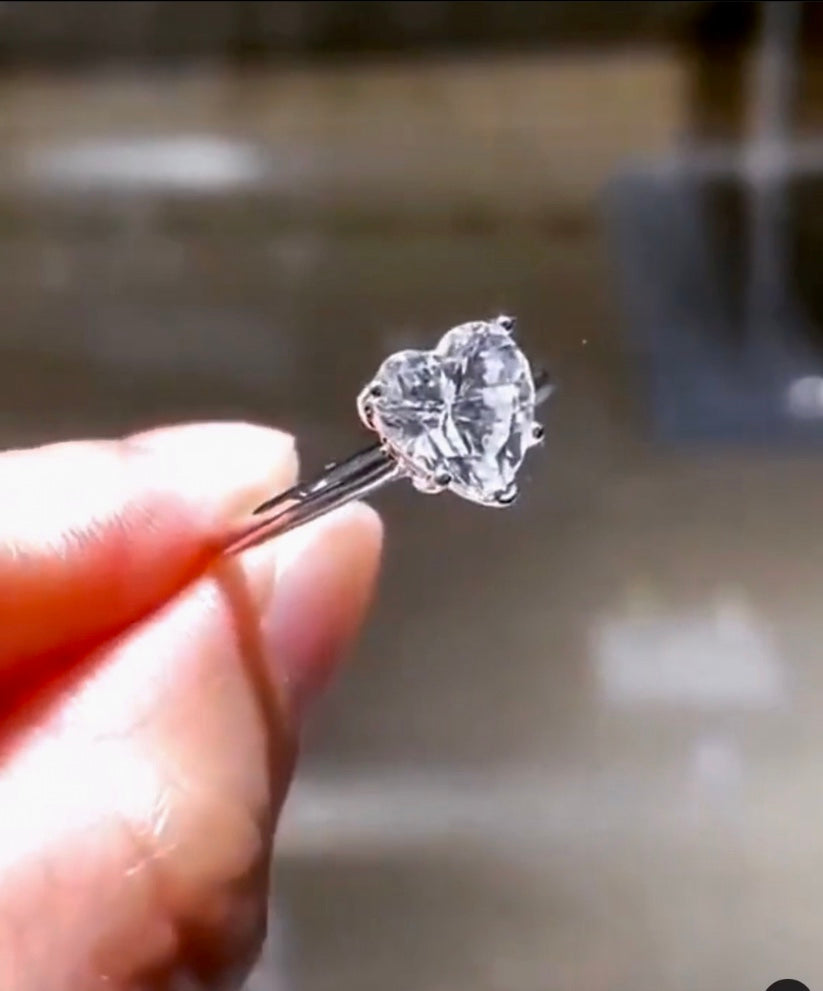 " Crystal Amia" Heart Engagement Ring