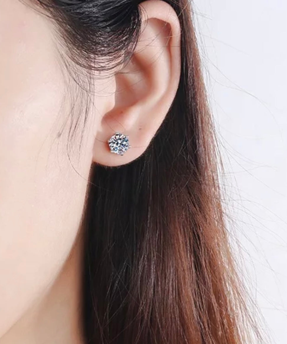 Fiona Earrings 1ct/1ct, 2ct/2ct & 3ct/3ct Moissanite Diamond Stones