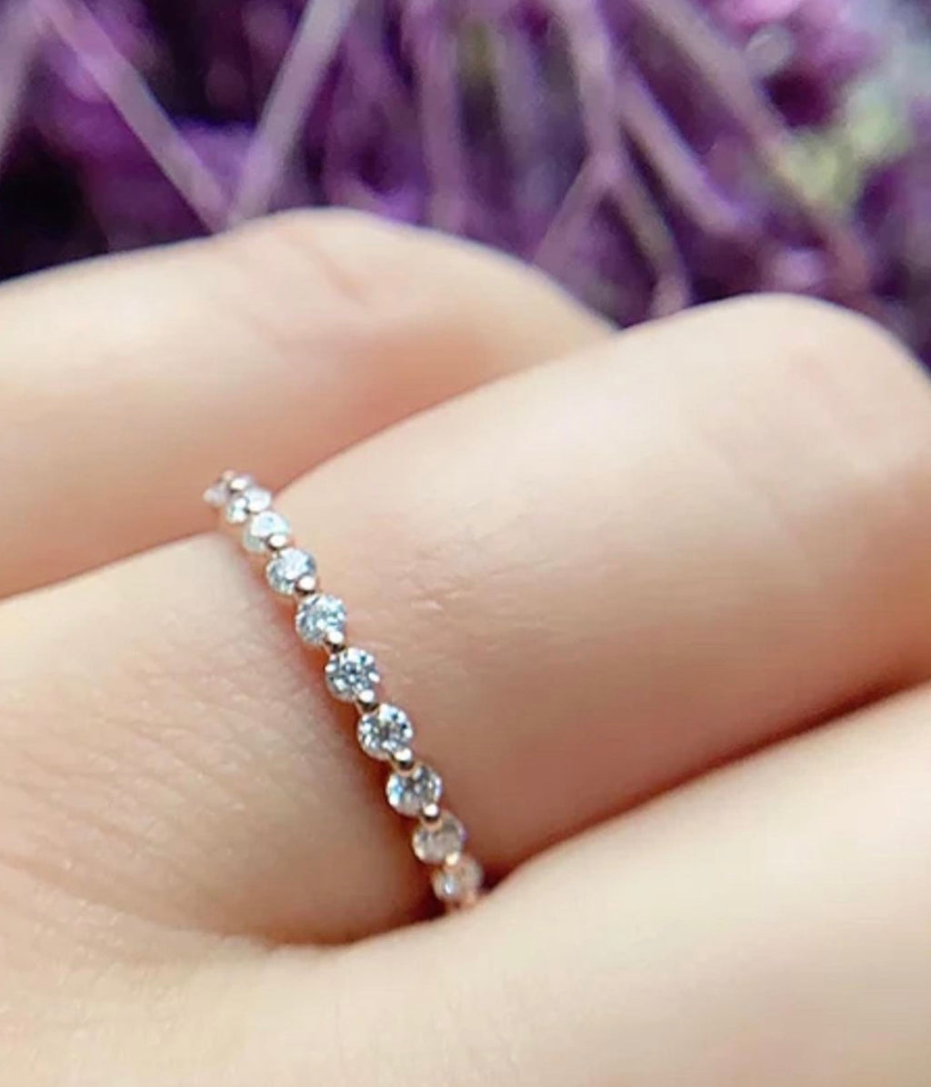 Bubble Ring Half Band Eternity Moissanite Diamond