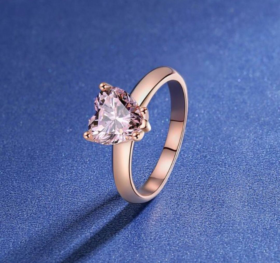 " Crystal Amia" Heart Engagement Ring