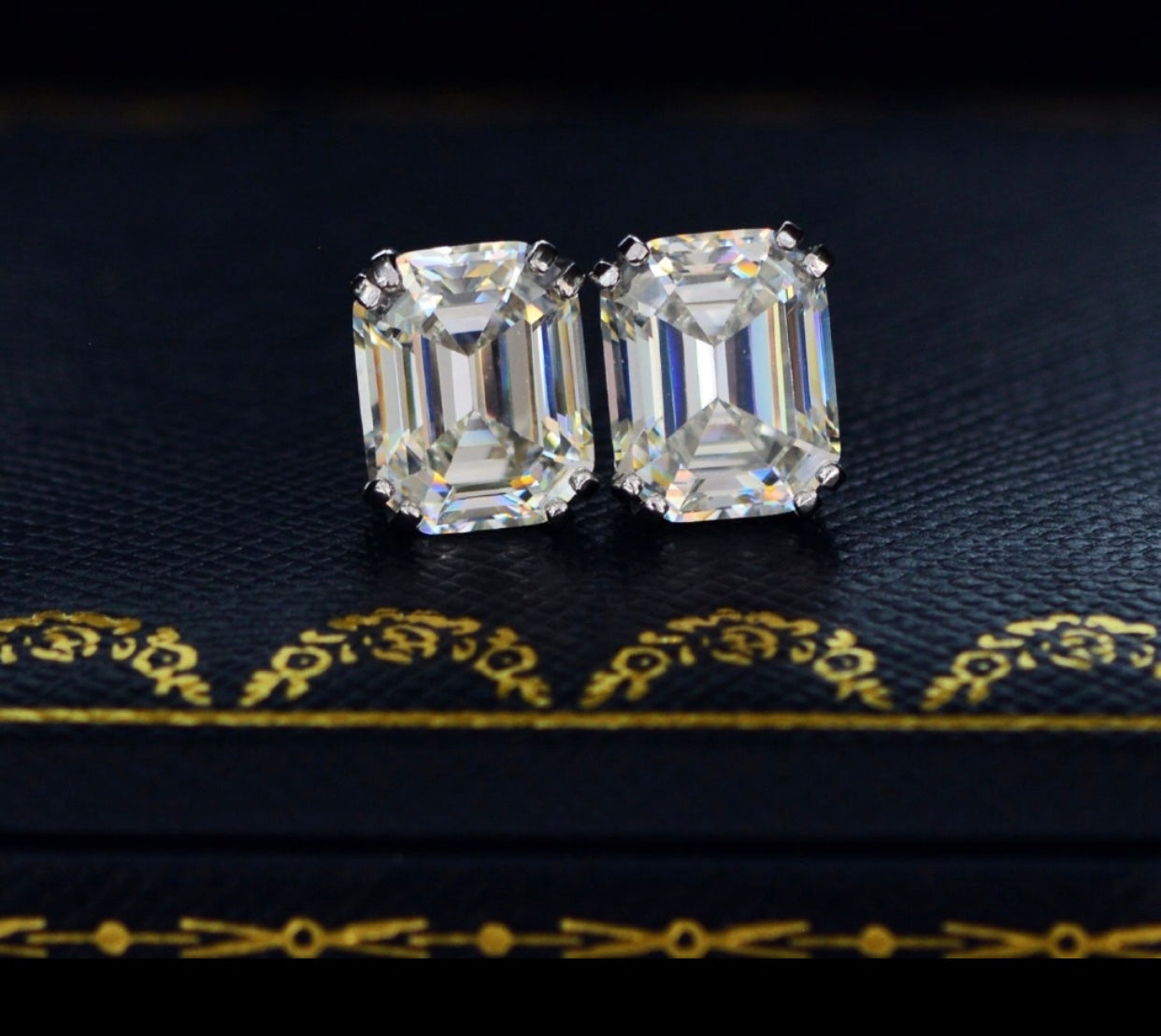 Emerald cut Moissanite Lab Grown Diamond Earrings