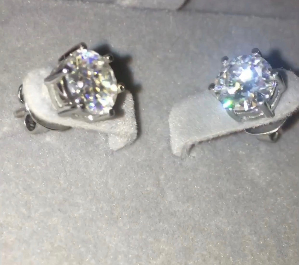 Fiona Earrings 1ct/1ct, 2ct/2ct & 3ct/3ct Moissanite Diamond Stones