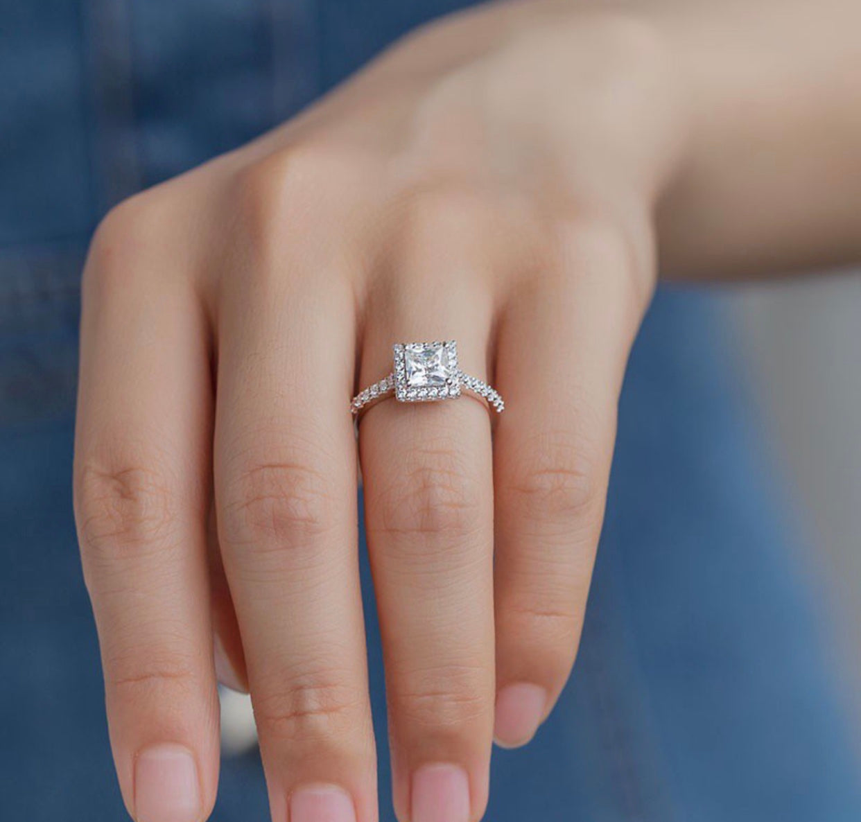 "Zcharina" Princess / Emerald cut Engagement Ring