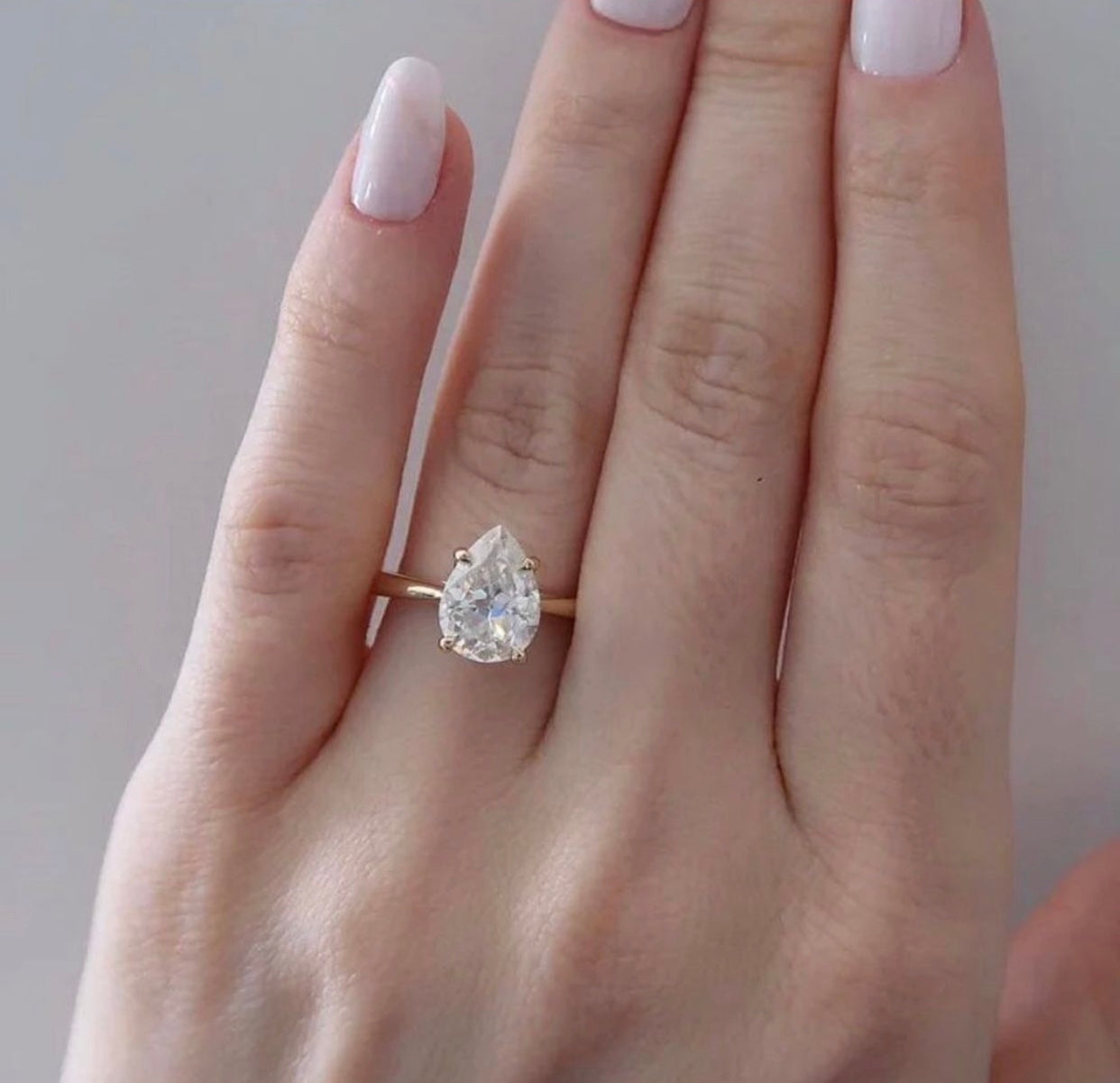 "Crystal" moissanite diamond Engagement Ring Pear Shape