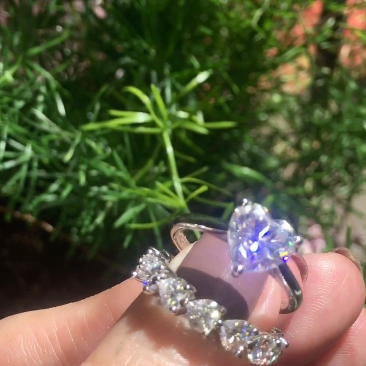 " Amia " Heart Set Solitaire & Full/Half Band Eternity Ring