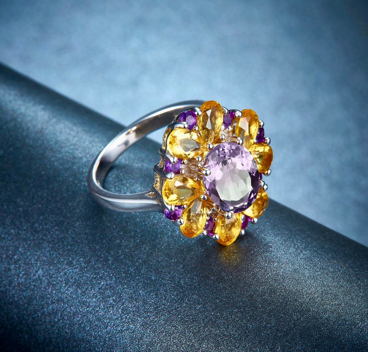 5.72ct Natural Multicolored Gemstones Ring