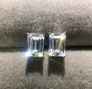 'Fiona" Emerald Moissanite Diamond Stud Earrings