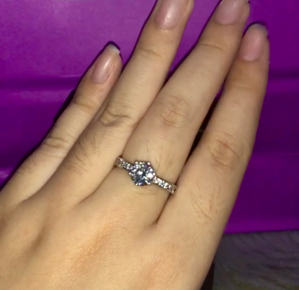 14K White Gold 1Ct/2Ct Moissanite Diamond Stone Fiona Engagement Ring