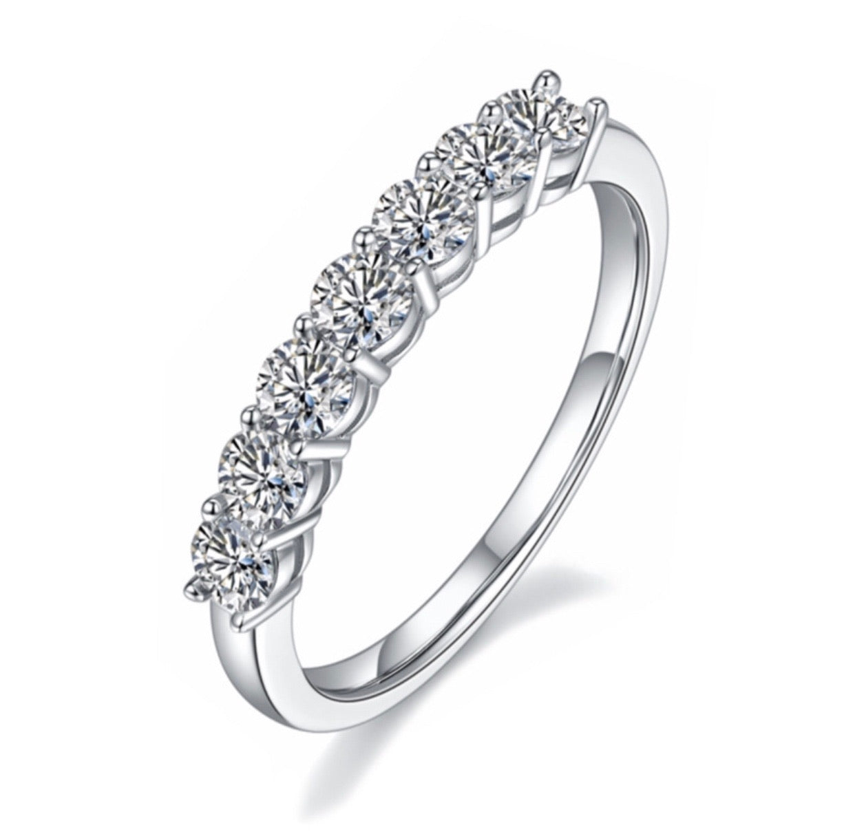Half Eternity Natural Moissanite Diamond Ring