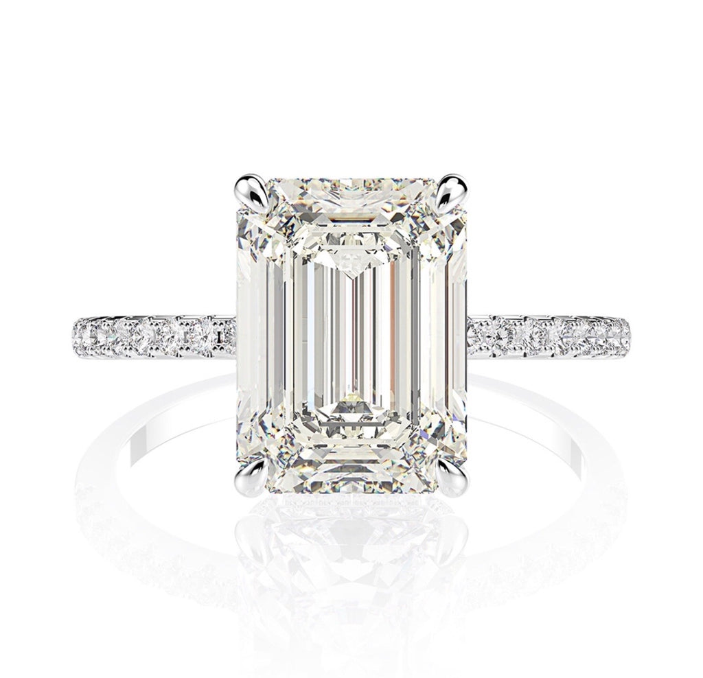 8ct. 8x11mm Radiant/Emerald cut Moissanite Lab Grown Diamond Stone Engagement Ring