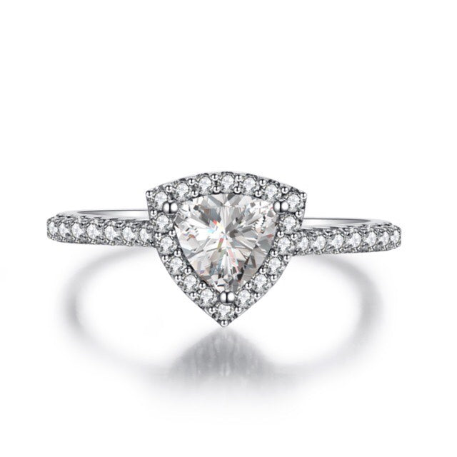 Moissanite Diamond Trillion Halo Ring