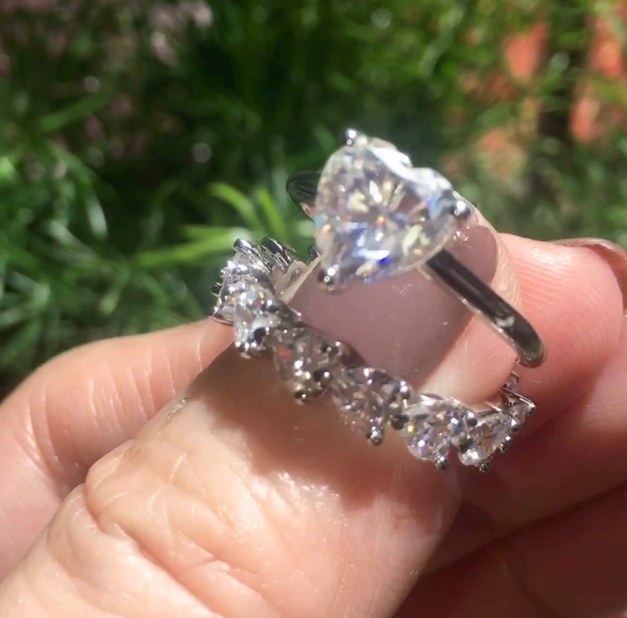 " Amia " Heart Set Solitaire & Full/Half Band Eternity Ring