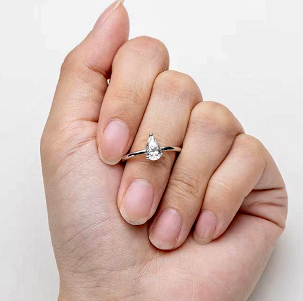 "Crystal" moissanite diamond Engagement Ring Pear Shape