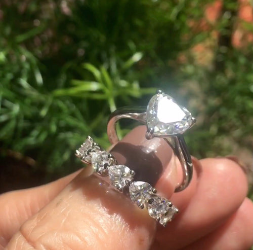 " Amia " Heart Set Solitaire & Full/Half Band Eternity Ring