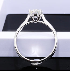 Classic Engagement Ring 4 Claws Moissanite Diamond Stone Pure 925 Silver coated 21K Pure White Gold