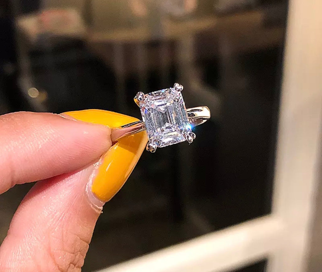 "Zahara" Oval/Emerald Cut Engagement Ring