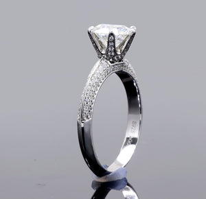 Zinette Ring 1ct Moissanite Diamond Stone in Pure Silver Metal Based coated Platinum 6x Layers