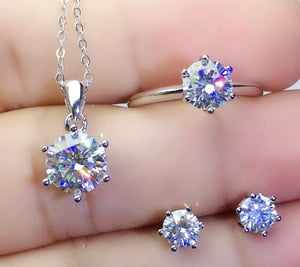 Fiona Set Necklace, Ring, & Earrings moissanite diamond stone