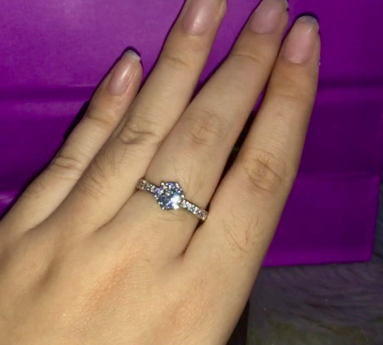 14K White Gold 1Ct/2Ct Moissanite Diamond Stone Fiona Engagement Ring