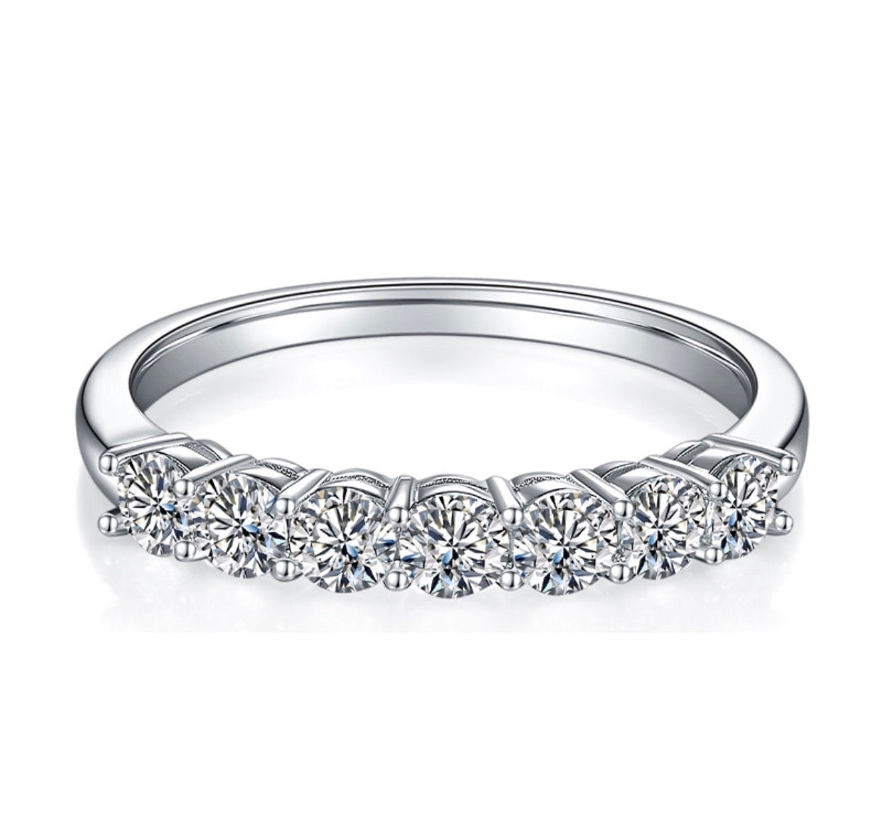 Half Eternity Natural Moissanite Diamond Ring