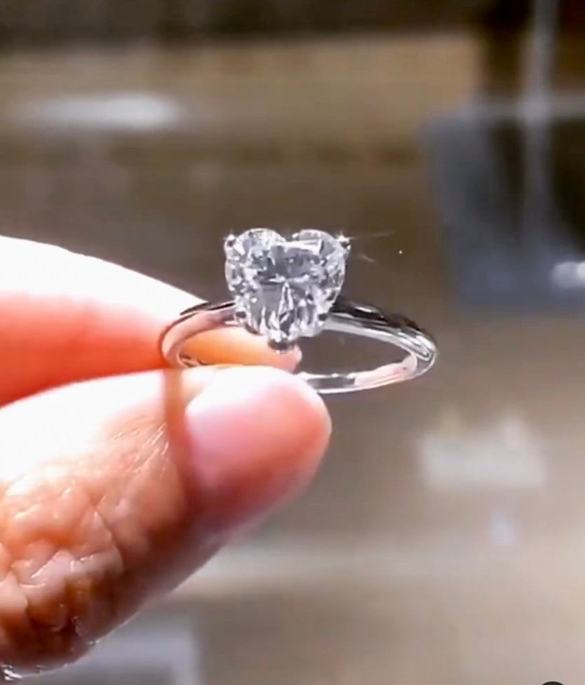 " Crystal Amia" Heart Engagement Ring
