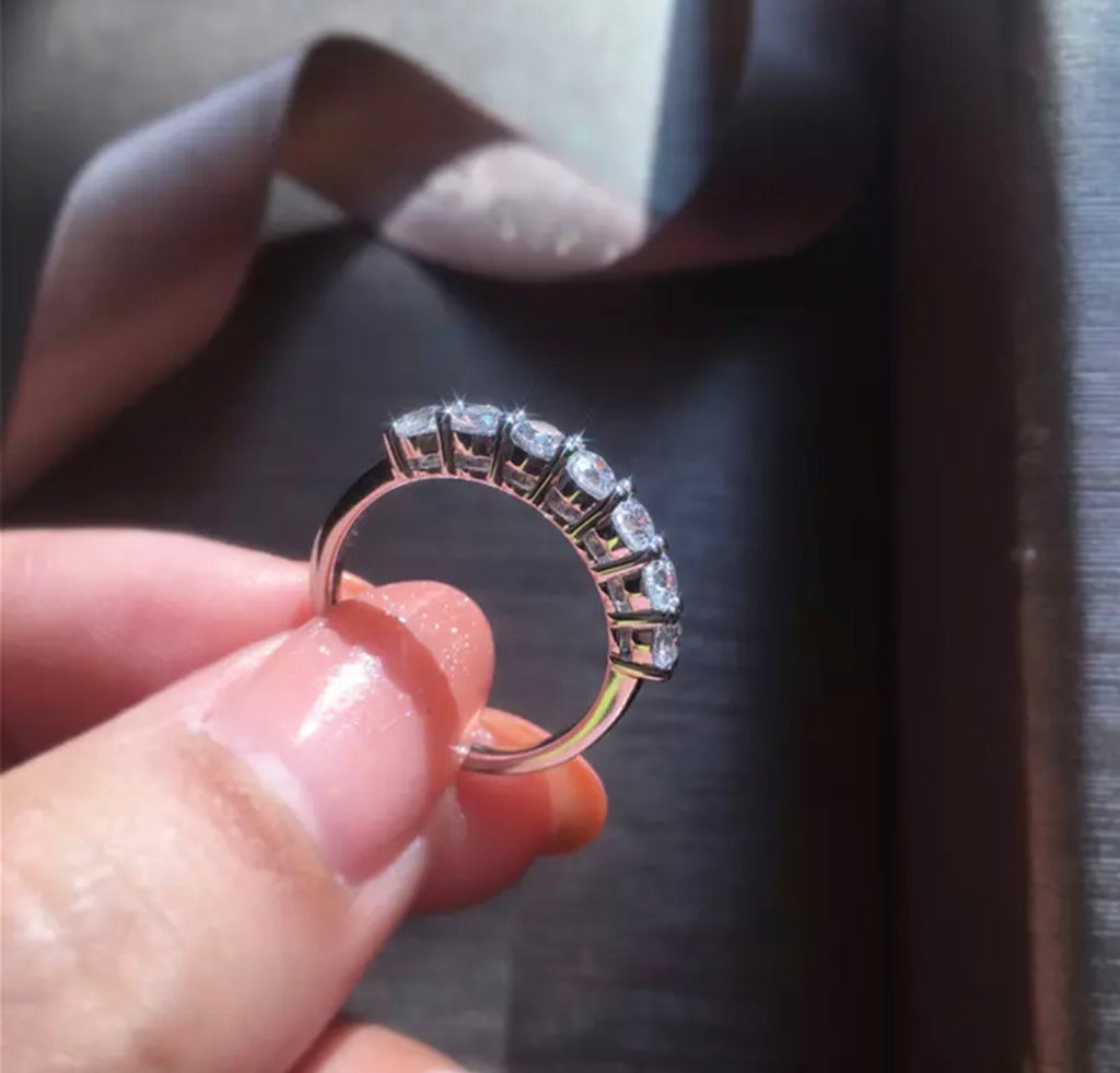 Half Eternity Natural Moissanite Diamond Ring