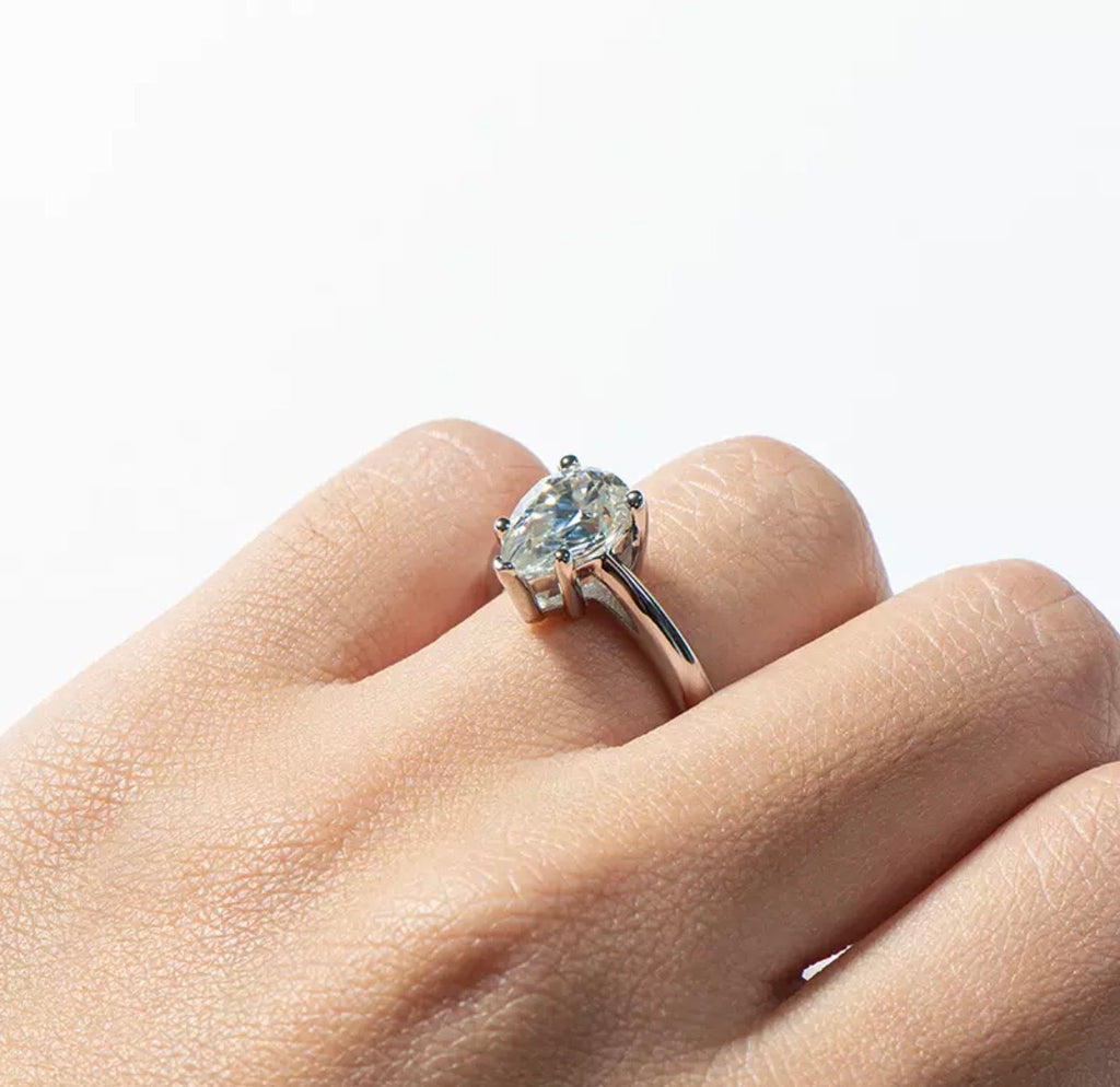 "Crystal" moissanite diamond Engagement Ring Pear Shape