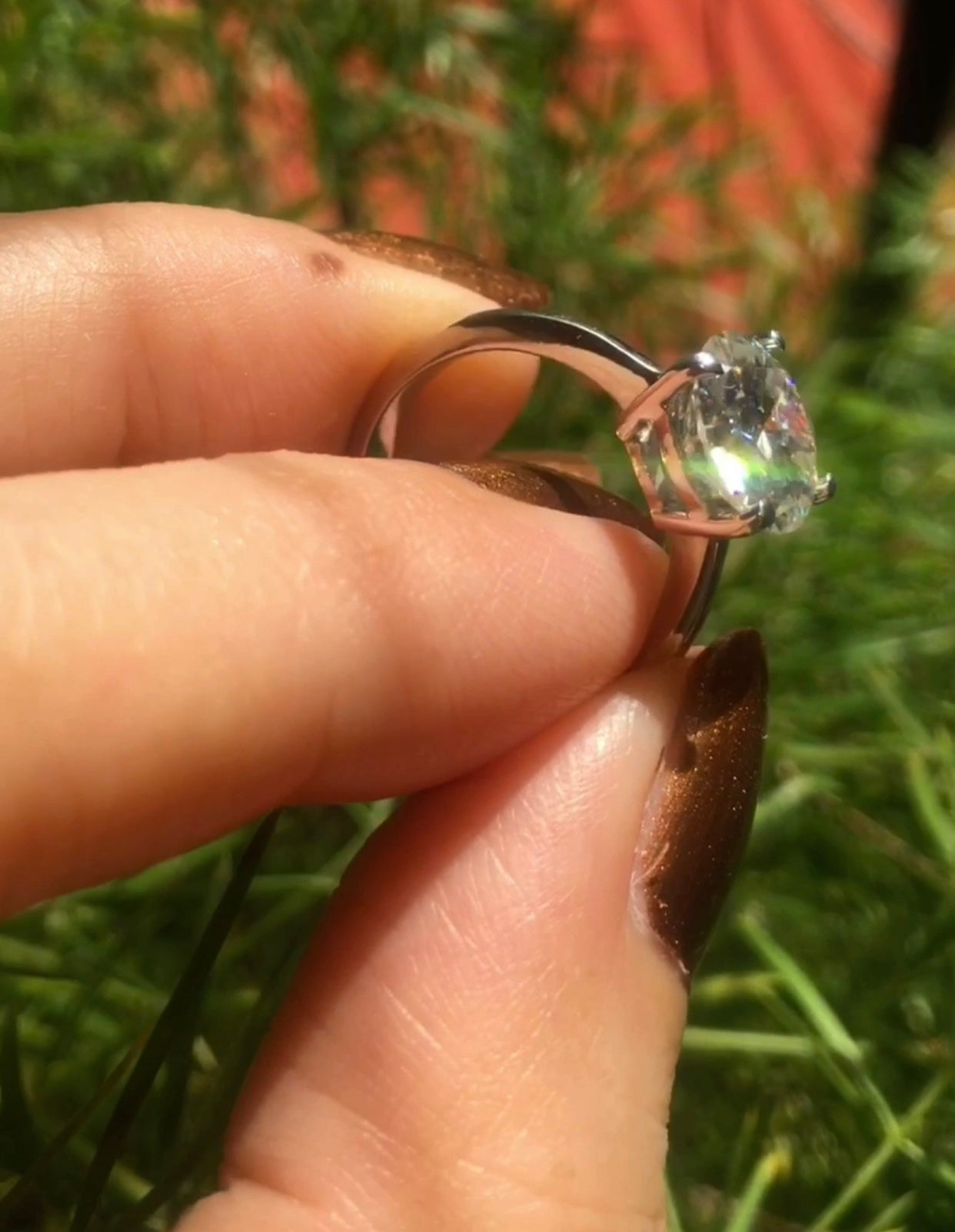 " Fiona " Classic Engagement Ring 4 prong Moissanite Diamond Stone