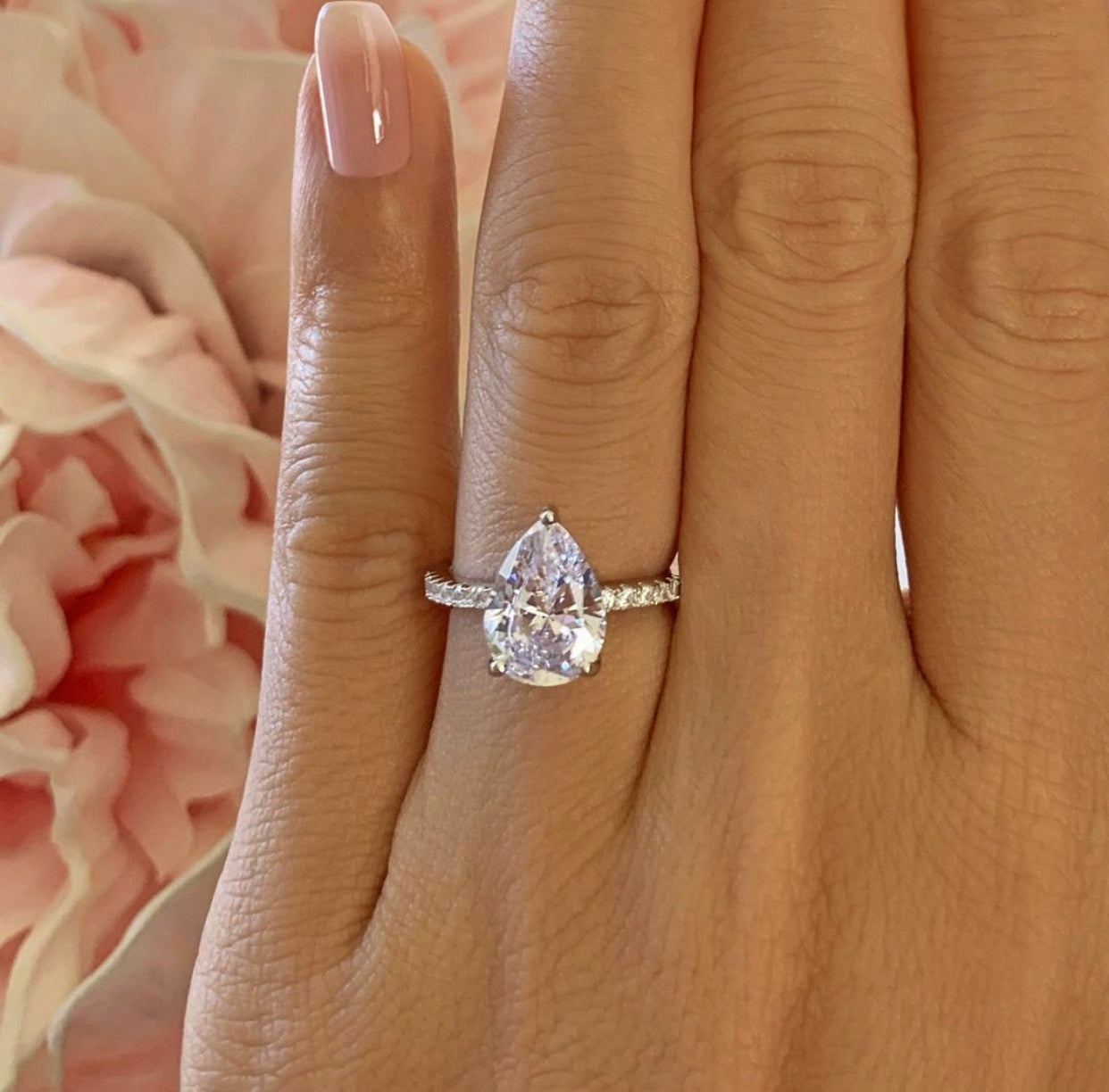 "Crystal" moissanite diamond Engagement Ring Pear Shape
